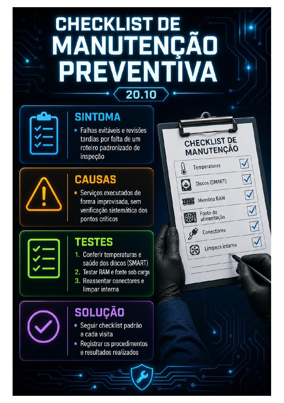 Página do guia com checklist de manutenção preventiva